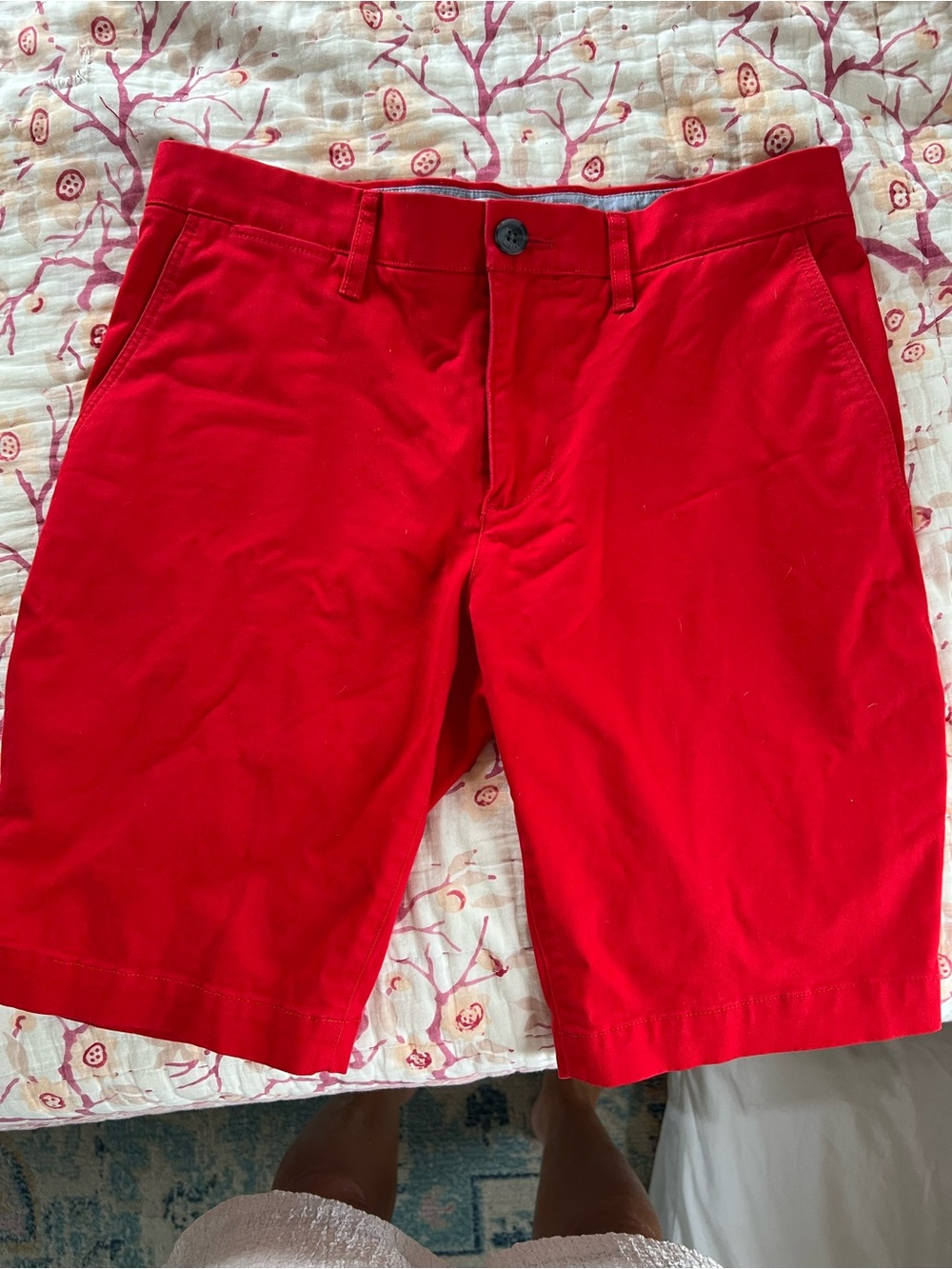 Lacoste Red Slim Fit Shorts with Grey Trim